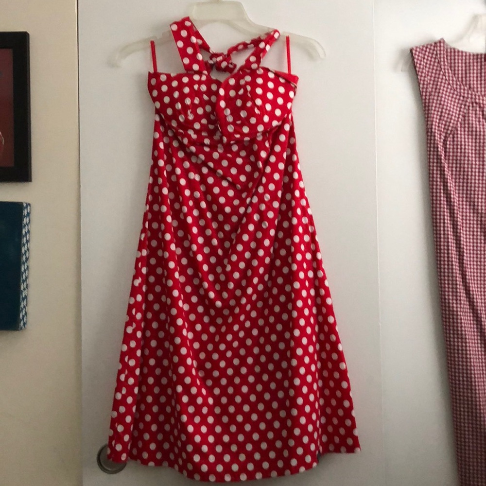 Red and white Polk a dot rockabilly dress